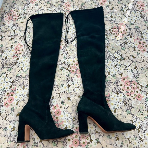 Stuart Weitzman over the knee black suede boots. - Picture 3 of 12